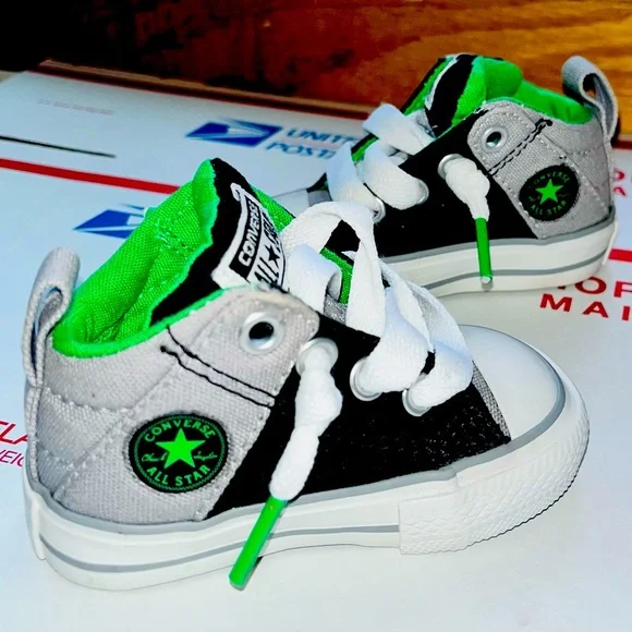 *LIKE NEW** Chuck Taylor AS ‘Street Mid’ (Grey/Black/Green), TD Size 2C: $20 - Picture 1 of 10